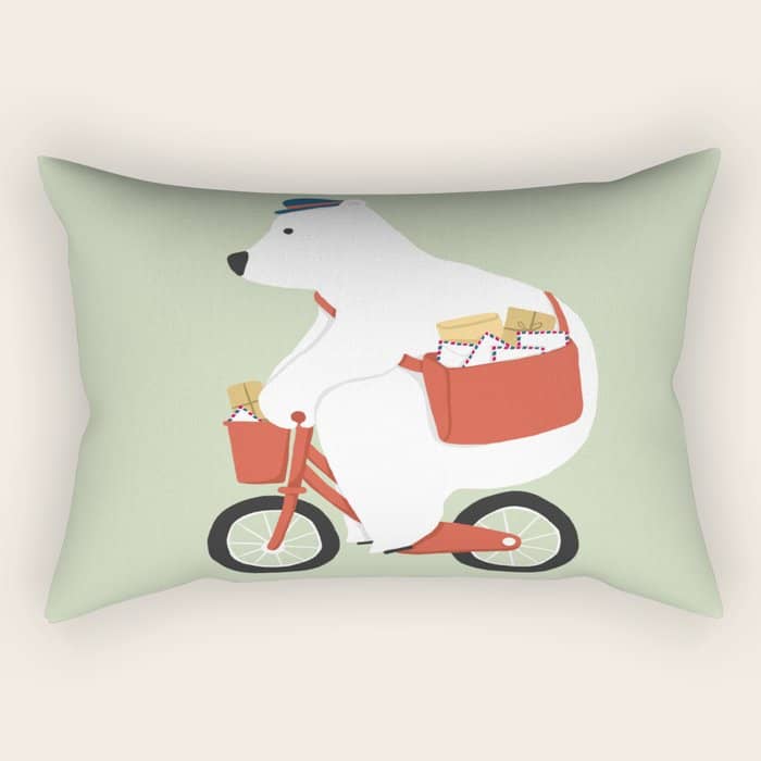 Polar Bear Postal Express Rectangular Pillow