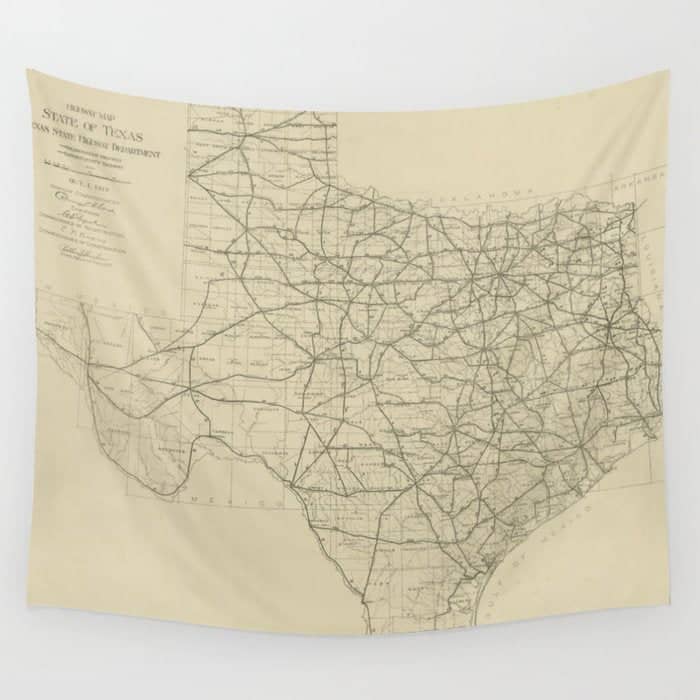 Vintage Texas Highway Map (1919) Wall Tapestry