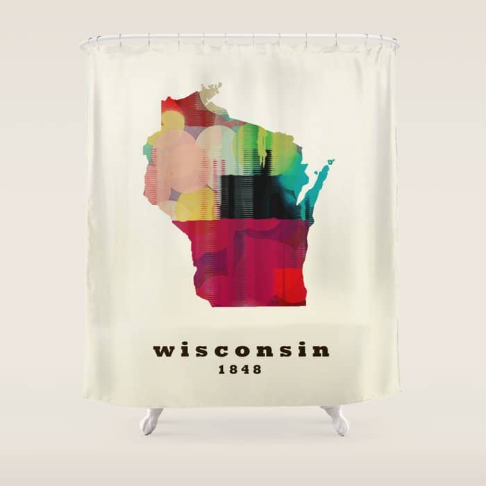 Wisconsin State Map Modern Shower Curtain