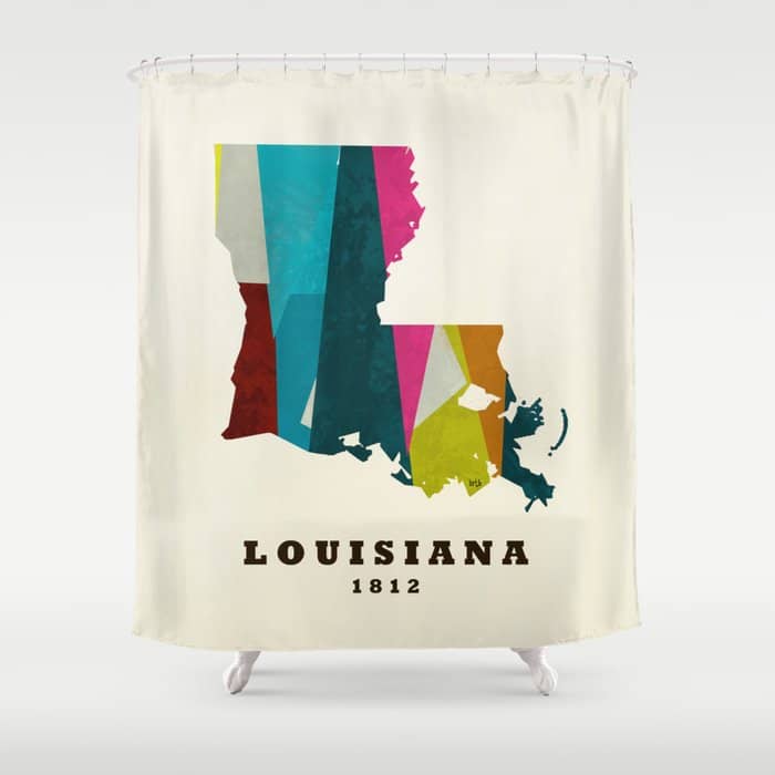 Louisiana State Map Modern Shower Curtain