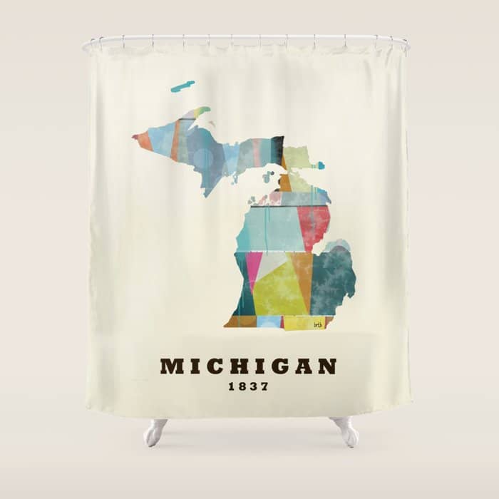 Michigan  State Map Modern Shower Curtain