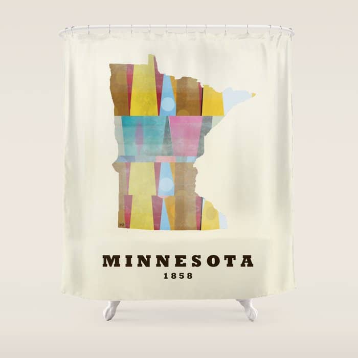 Minnesota State Map Modern Shower Curtain