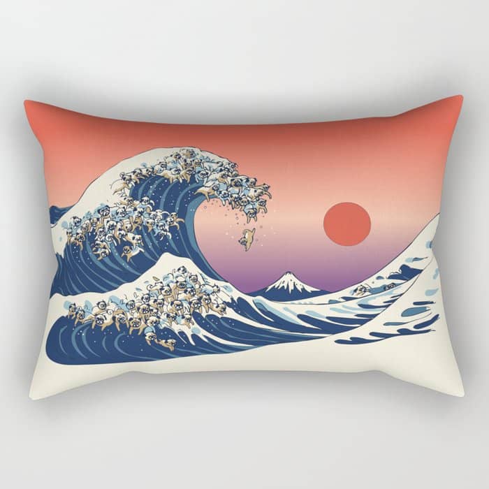 The Great Wave Of Pug Rectangular Pillow
