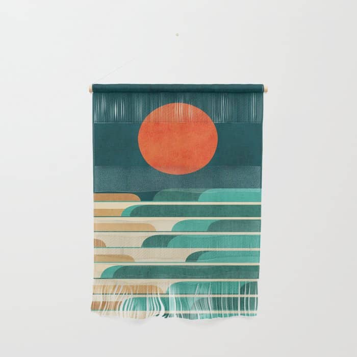Chasing Wave Under The Red Moon Wall Hanging