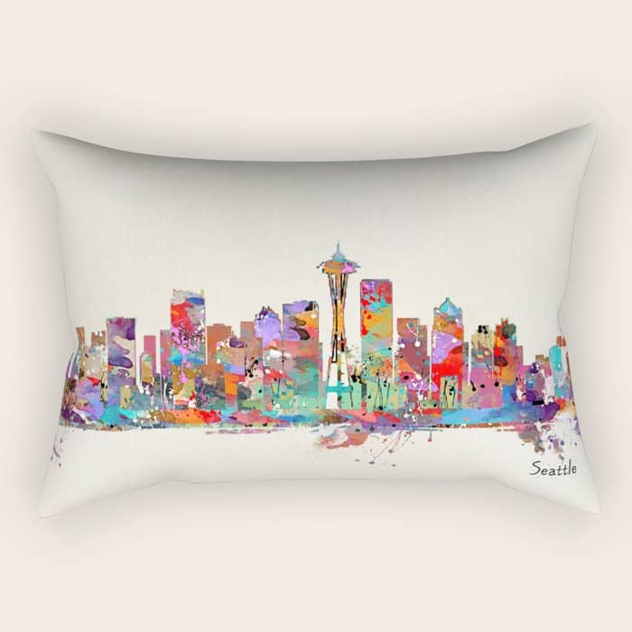 Seattle Washington Skyline Rectangular Pillow