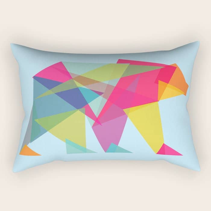 Fractal Bear - Neon Colorways Rectangular Pillow