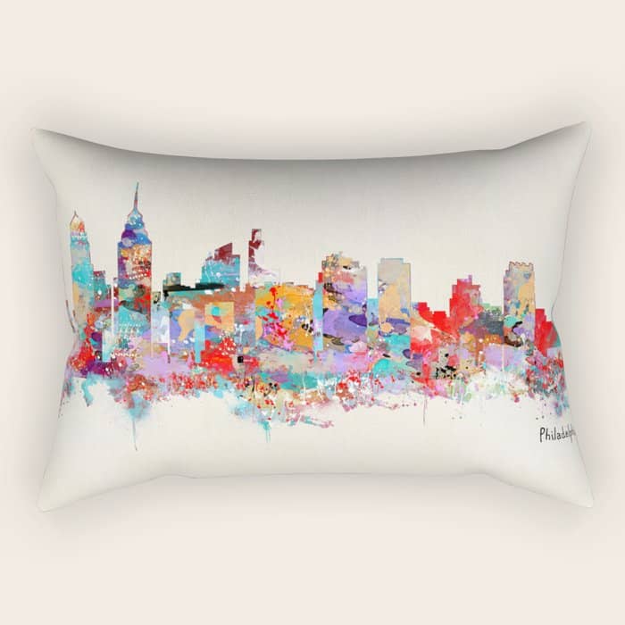 Philadelphia Pennsylvania Skyline Rectangular Pillow