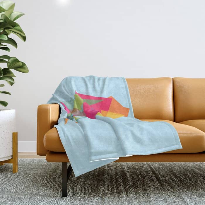 Fractal Bear - Neon Colorways Throw Blanket