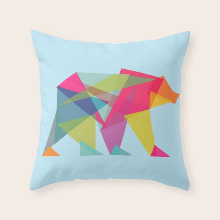 Fractal Bear - Neon Colorways Throw Pillow