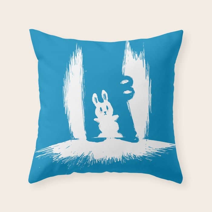 Cornered! (Bunny And Crocodile) Throw Pillow