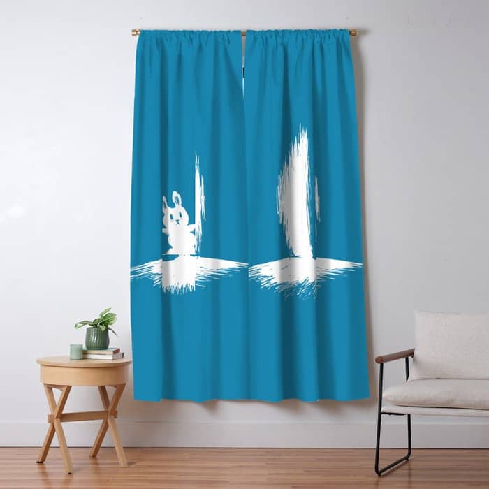Cornered! (Bunny And Crocodile) Window Curtain