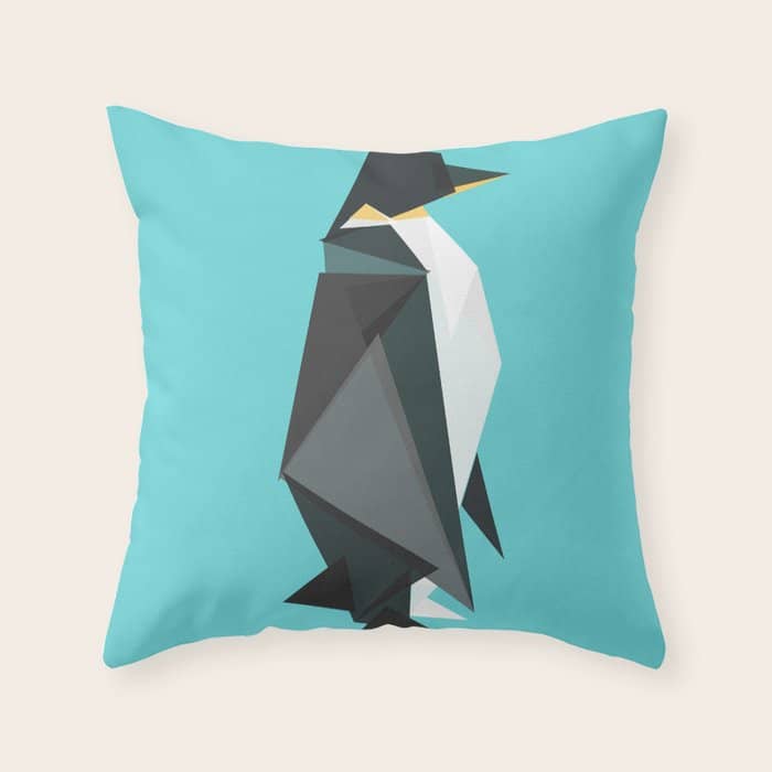 Fractal Geometric Emperor Penguin Throw Pillow