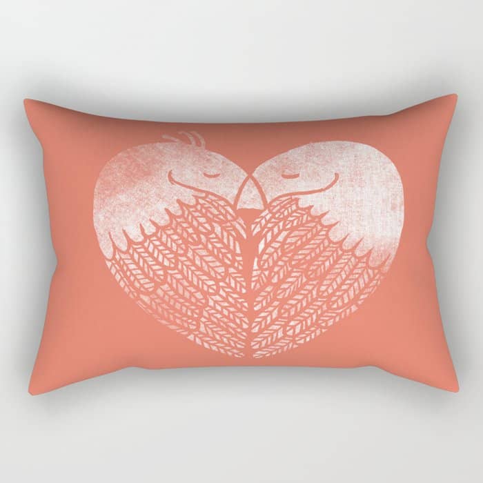 Love Birds Sitting On A Tree Rectangular Pillow