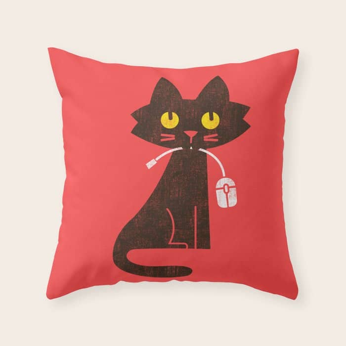 Fitz - Hungry Hungry Cat (And Unfortunate Mouse) Throw Pillow