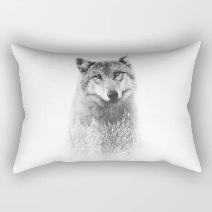 The Wolf And The Forest Rectangular Pillow