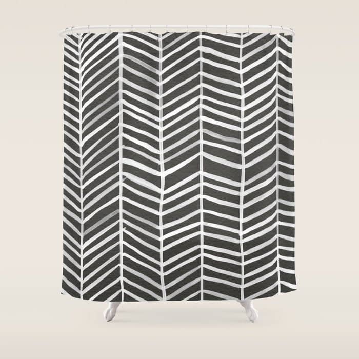 Herringbone - Black & White Shower Curtain