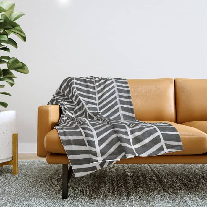 Herringbone - Black & White Throw Blanket