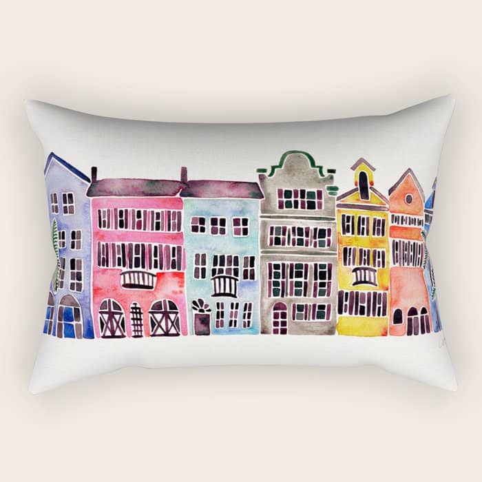 Rainbow Row - Charleston Rectangular Pillow