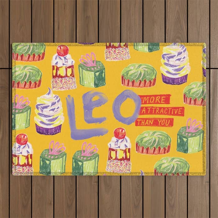 Leo Birthday Treats In Orange | Zodiac Series Outdoor Rug