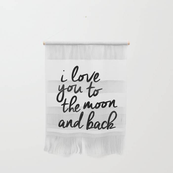 I Love You To The Moon And Back Black-White Kids Room Typography Poster Home Wall Decor Canvas Wall Hanging