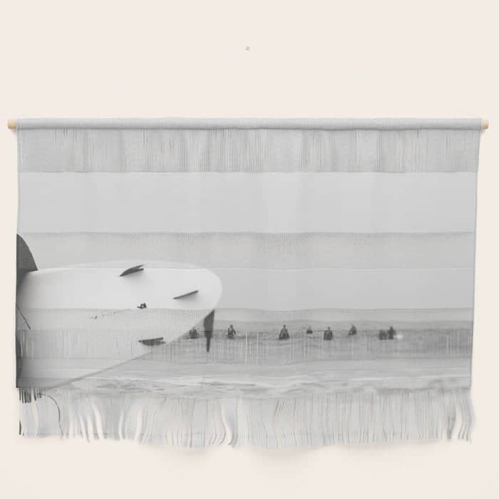Catch A Wave - Abstract Surf Board Photography - Black And White Surfer - Ocean Sea Travel Photo Wall Hanging