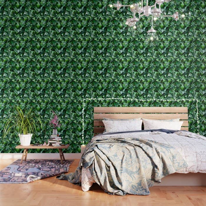 Banana Palm Leaf Tropical Jungle Green Wallpaper