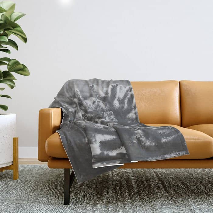 Cholla Cactus Garden (Black + White) Throw Blanket