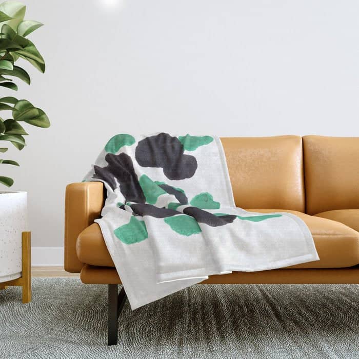 Green & Black Ink Blot Diagram Throw Blanket