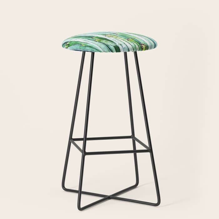 Lost Cactus, Watercolor Nature Painting, Botanical Neutral Illustration Minimal Drawing Jungle Stool