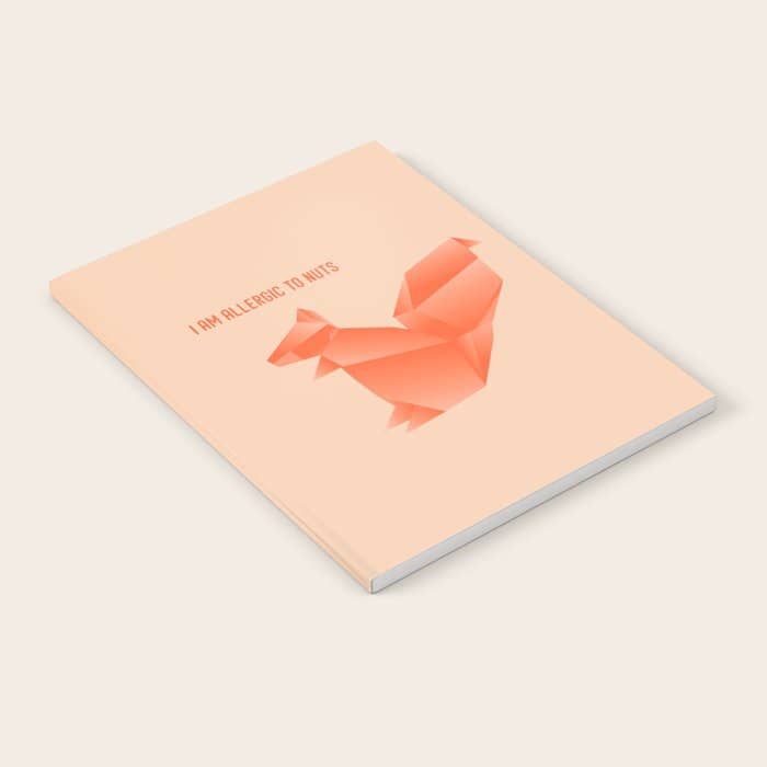 Allergic To Nuts - Origami Orange Squirrel Notebook
