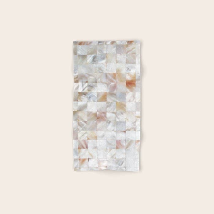 Mother Of Pearl, Exotic Tiles Photography, Neutral Minimal Geometrical Graphic Design Bath Towel