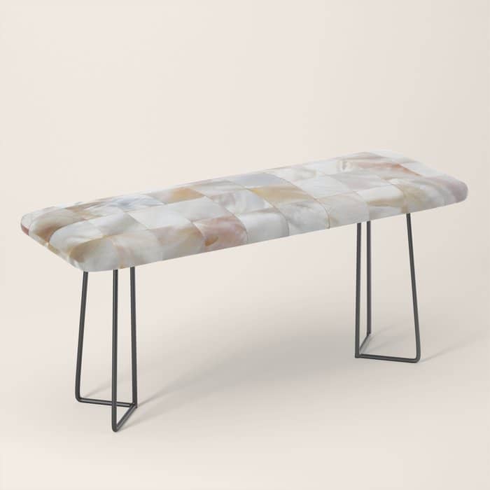 Mother Of Pearl, Exotic Tiles Photography, Neutral Minimal Geometrical Graphic Design Bench