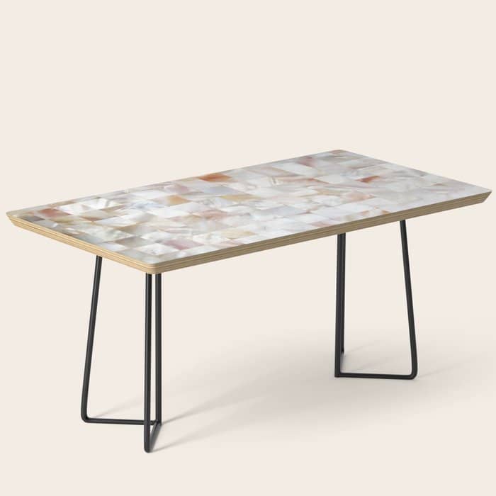 Mother Of Pearl, Exotic Tiles Photography, Neutral Minimal Geometrical Graphic Design Coffee Table