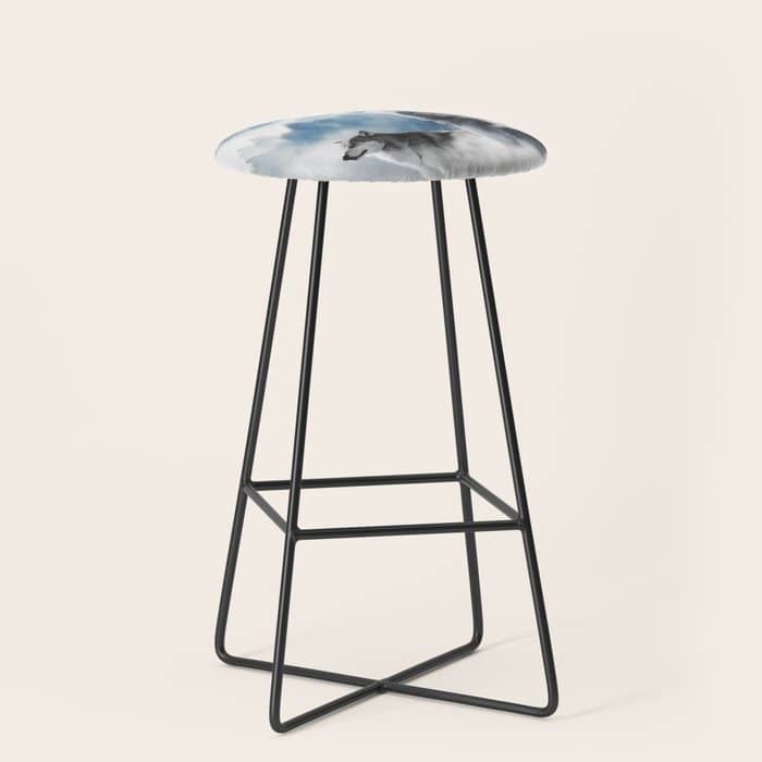 Winter Wolves, Wildlife Wolf Wild Dogs, Snow Full Moon Animals Photography Love Digital Art Stool