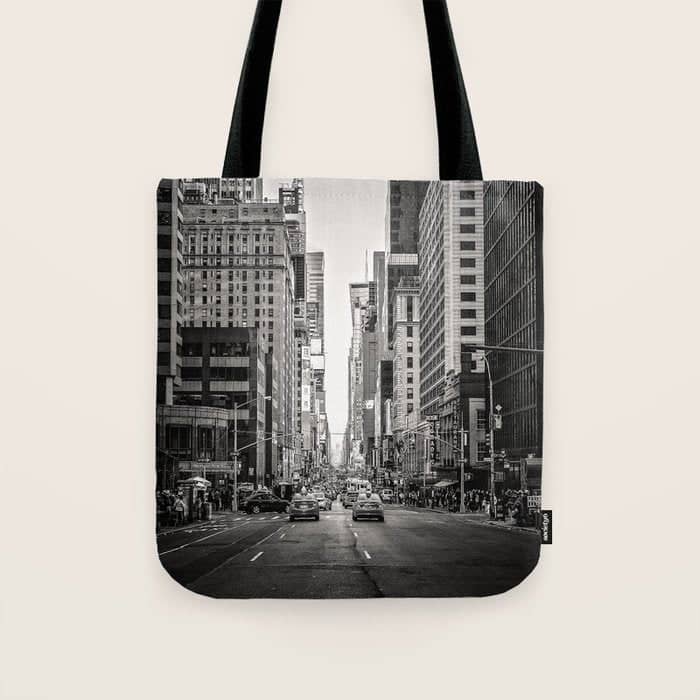Sunset On 7th (Black And White Version) Tote Bag