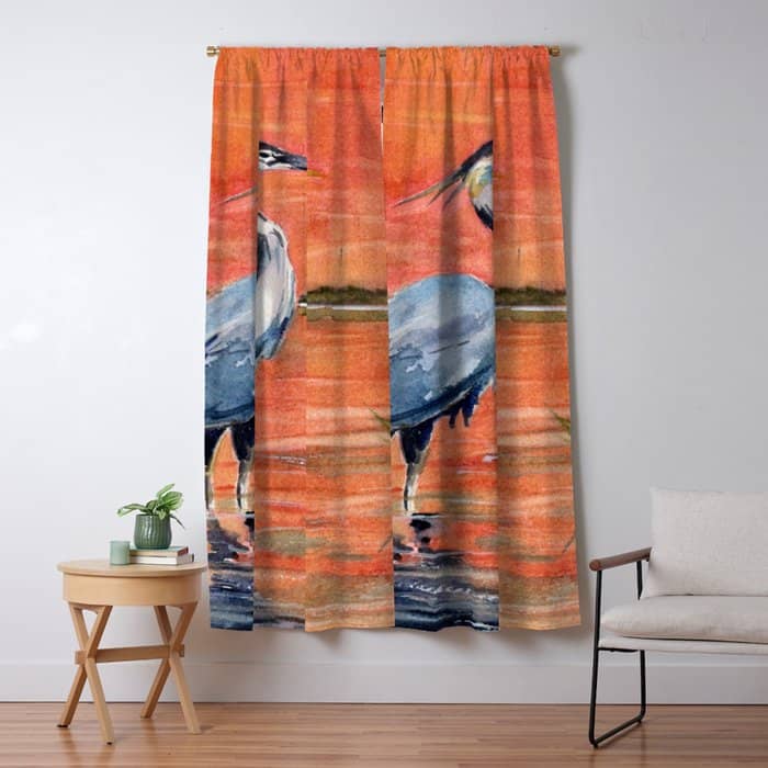 Great Blue Heron In Marsh Window Curtain