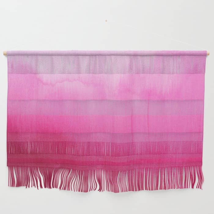 Modern Fuchsia Watercolor Paint Brushtrokes Wall Hanging