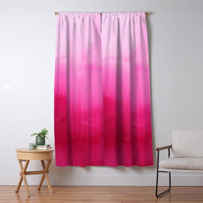 Modern Fuchsia Watercolor Paint Brushtrokes Window Curtain
