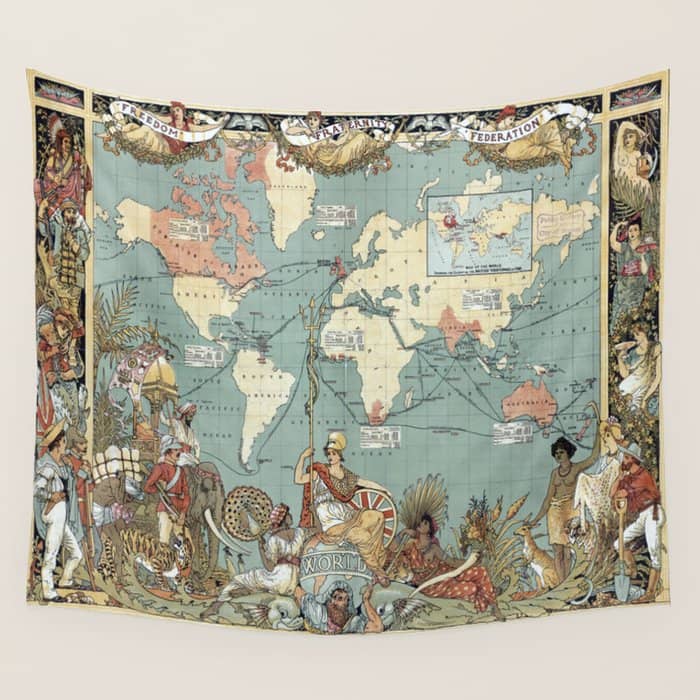 Vintage British Empire World Map (1886) Wall Tapestry