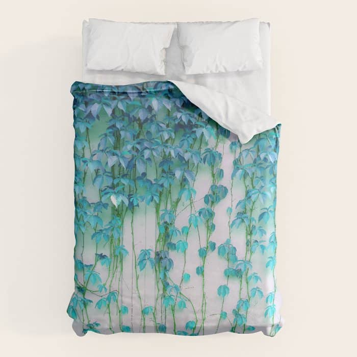Average Absence, Botanical Minimal Nature Creepers Plants, Tropical Watercolor Bohemian Painting Duvet Cover