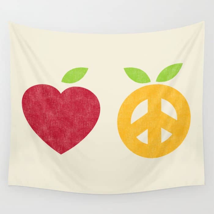 Apple And Orange - Love And Peace Wall Tapestry