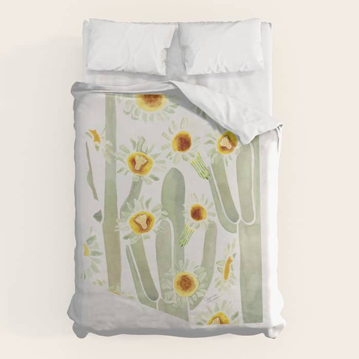 Arizona State Saguaro Cactus Blossoms Duvet Cover