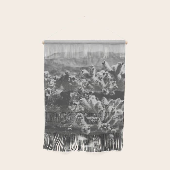 Cholla Cactus Garden (Black + White) Wall Hanging