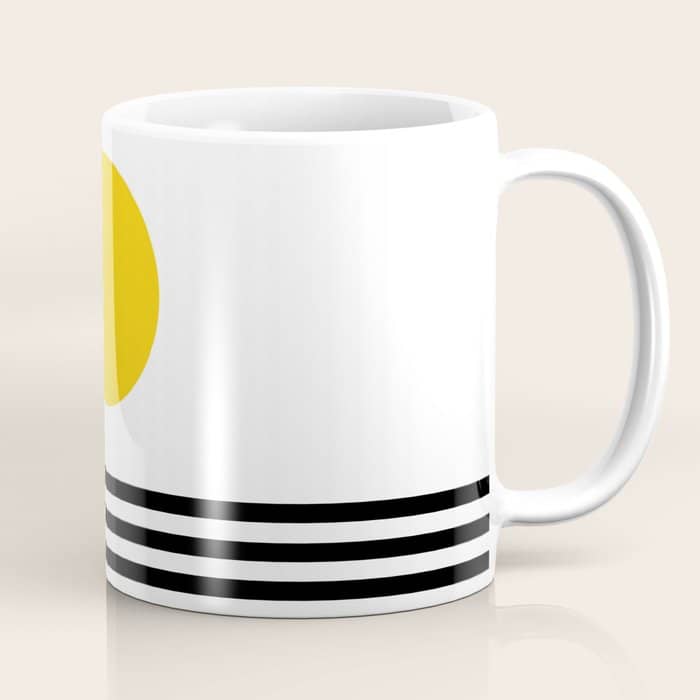 Midcentury Yellow Minimalist Sunset With Black Stripes Coffee Mug