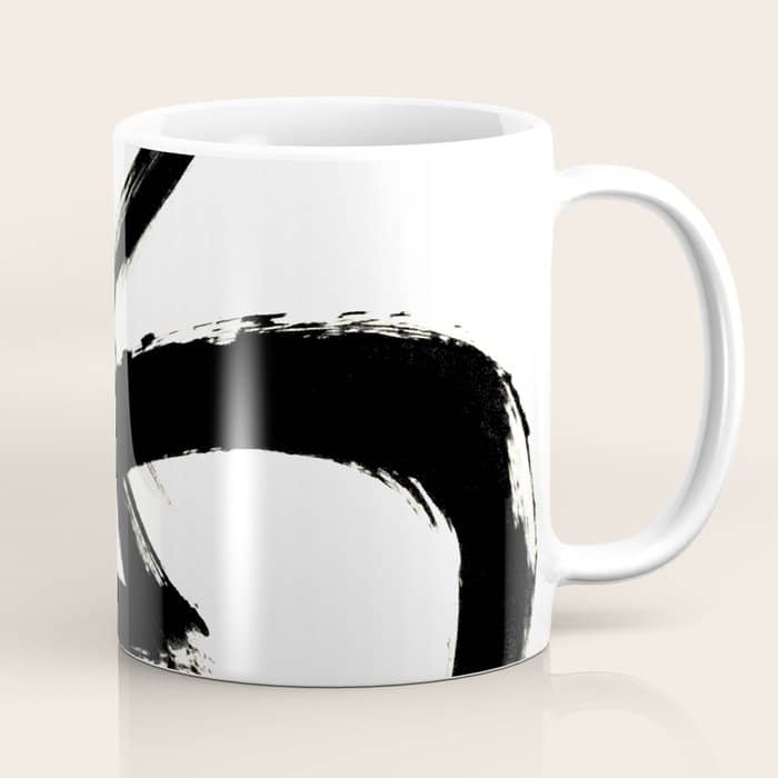 Brushstroke 3 - A Simple Black And White Ink Design Coffee Mug