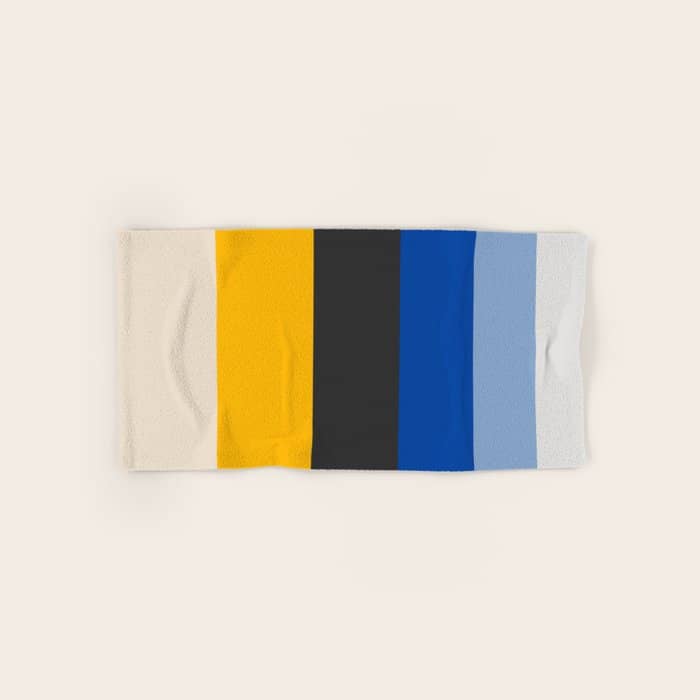 Complementary Blue & Yellow Colorful Geometric Pattern Bath Towel