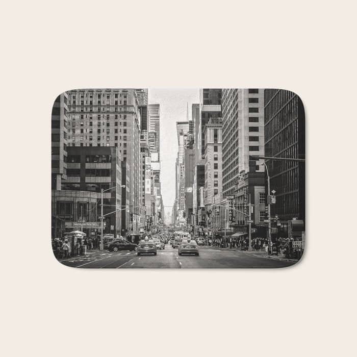 Sunset On 7th (Black And White Version) Bath Mat
