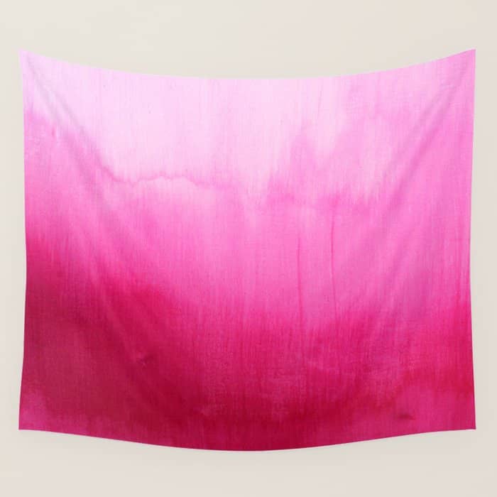 Modern Fuchsia Watercolor Paint Brushtrokes Wall Tapestry