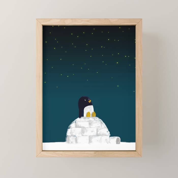 Star Gazing - Penguin'S Dream Of Flying Mini Art Print