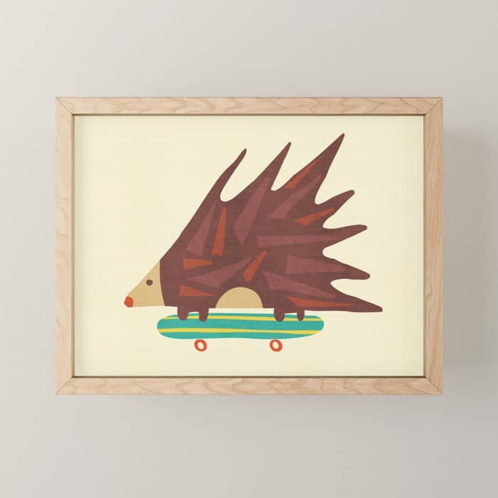 Hedgehog In Hair Raising Speed Mini Art Print